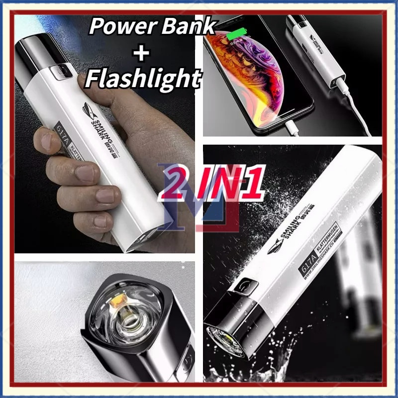 【COD】Senter LED Super Terang / Senter Bank Daya Isi Ulang / Jarak Jauh/ Senter Police/ Lampu Senter Led Mini Portable Super Terang