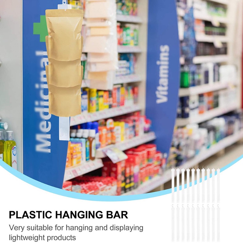 [Unggul] 12lubang Rak Supermarket Snack Gantung Strip Plastik Merchandise Transparan Display Gantungan Hooks Toko Bermanfaat Promosi Komoditi Penyimpanan Eceran Strip Dengan hook