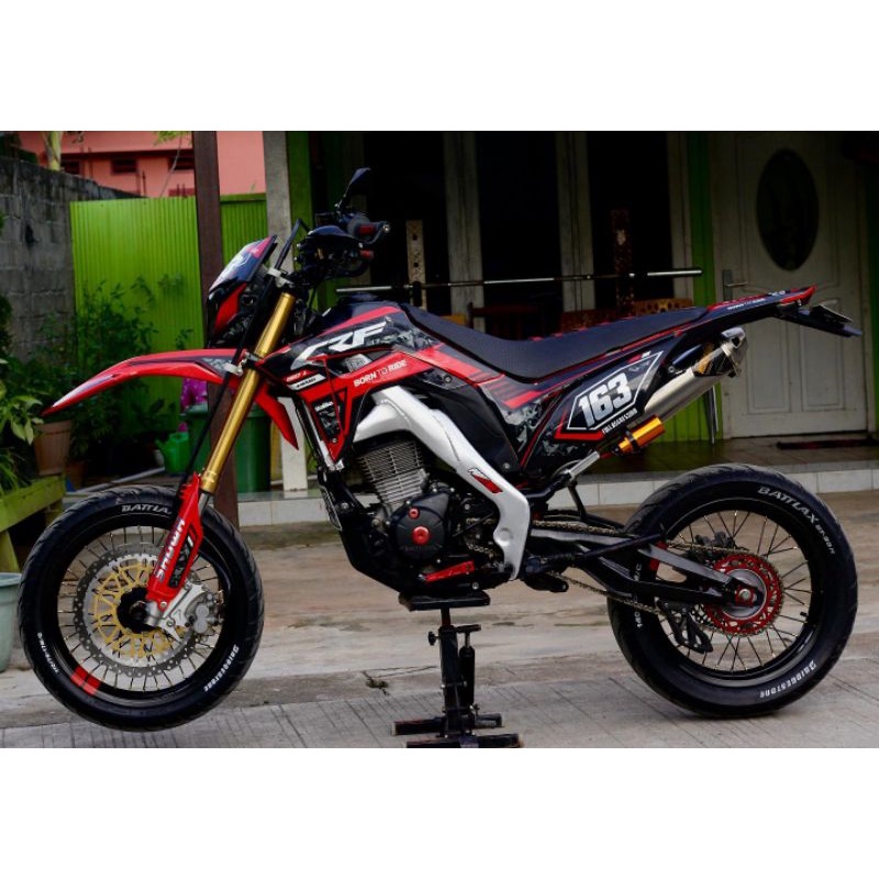 (BISA COD) TERBARU// DEAL DECAL STICKER STIKER HONDA CRF MERAH HITAM KOMBINASI HOLOGRAM NOMOR DAN NA