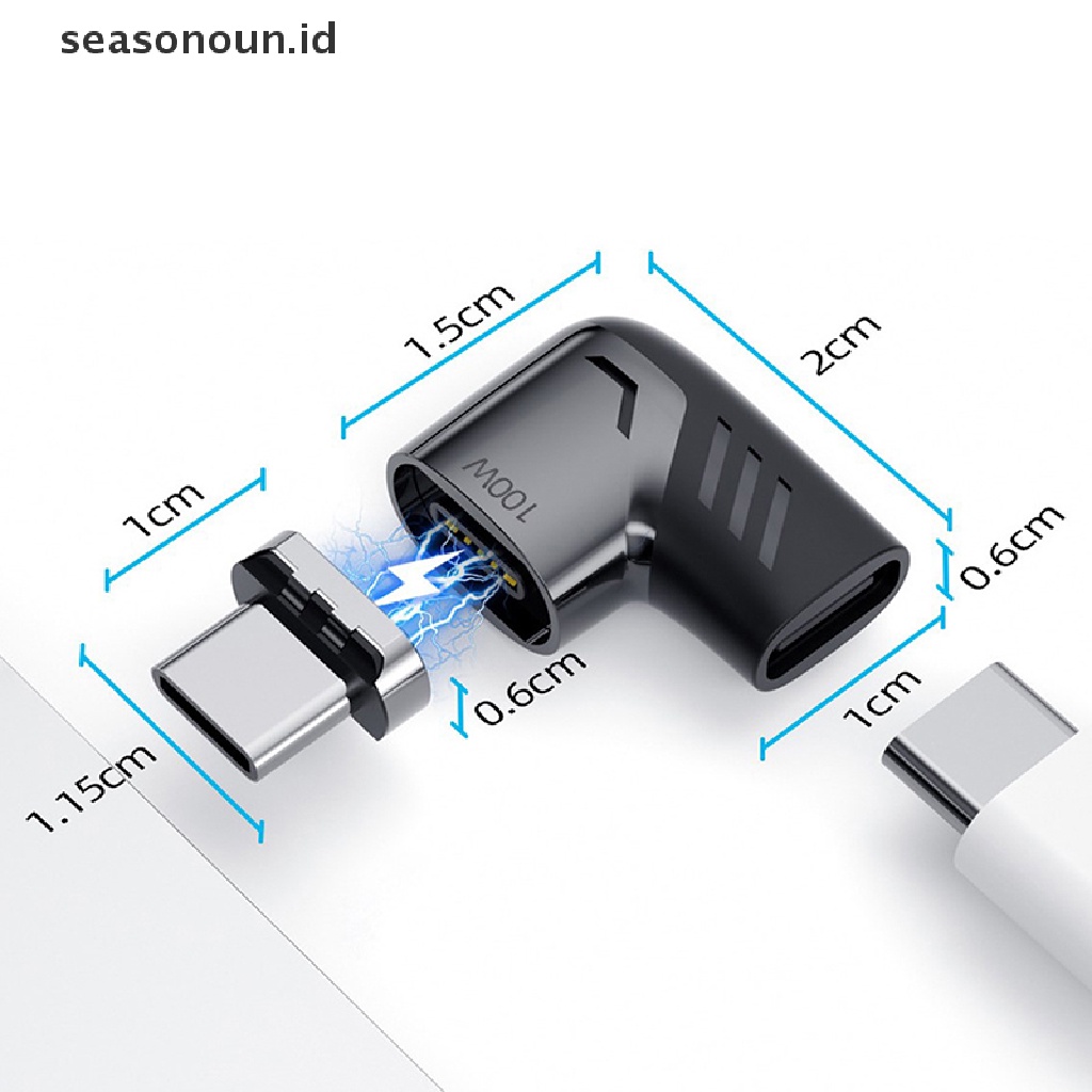 Seasonoun 5A 100W USB Type C Fast Charging Data Sync Magnetic Convertor USB Type C Magnet Converter Adapter Charge Adapter Konverter Laptop/Handphone.