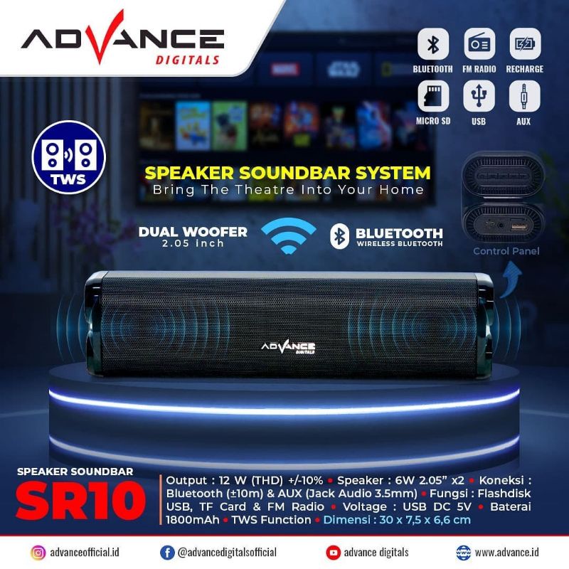 Speaker Soundbar Portable Bluetooth SR 10 Advance