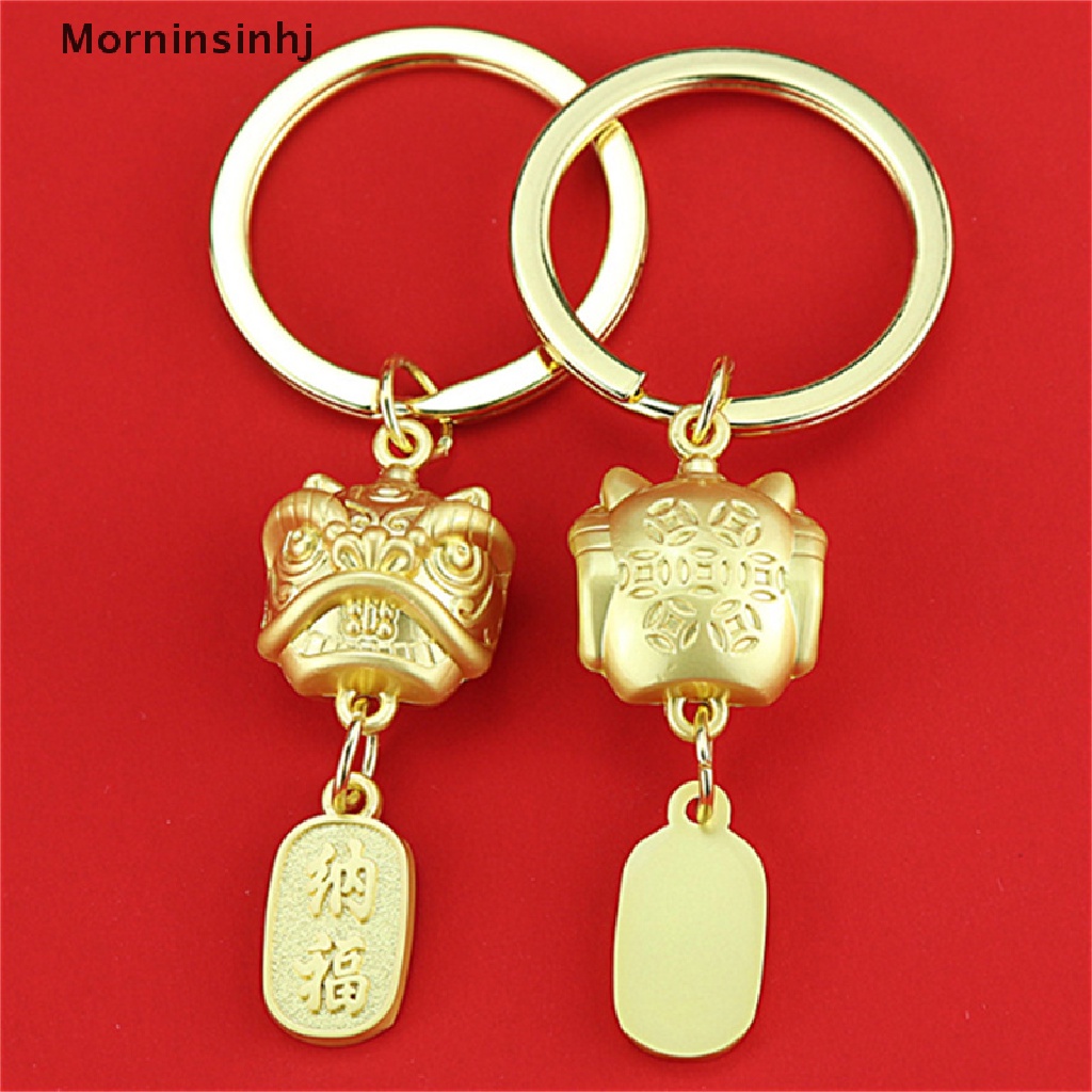 Mornin 2023tahun Baru Lion Dance Head Keychain Pendant Metal Lion King Key Chain Gantungan Kunci Hadiah id