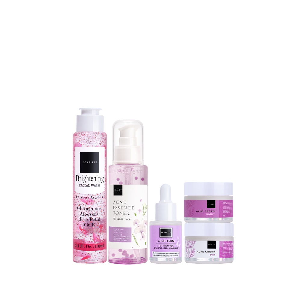 SCARLETT Whitening X Song Joong Ki Acne Limited Edition Indonesia / Paket Facial Wash Essence Toner 