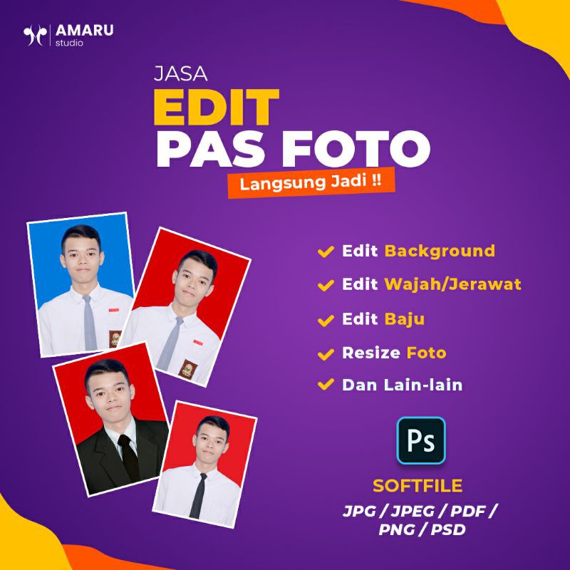 Jasa Edit Pas Foto / Edit Ganti Background / Edit Foto Ganti Jas