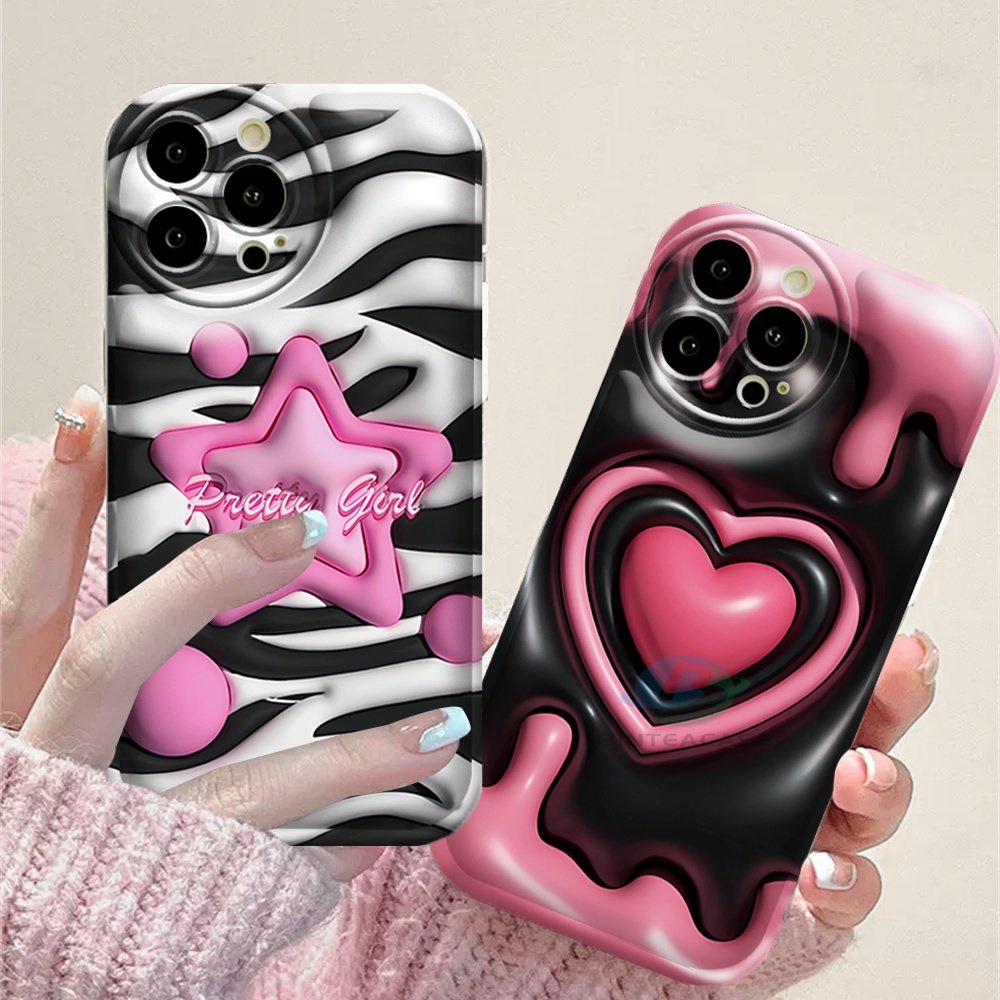 Casing hp Samsung A14 A04 A04S A13 A03S A12 A52 A52S A21S A50 A50S A30S A20 A10S A10 A11 J7 Prime J7 Pro J6Prime Zebra Motif Pink Bintang Pink Hati Silikon Airbag Case Binteacase