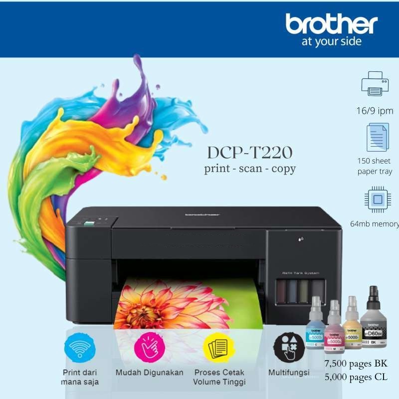 PRINTER BROTHER DCP T220 / T 220 ALL IN ONE PRINT SCAN COPY REFILL TANK GARANSI RESMI