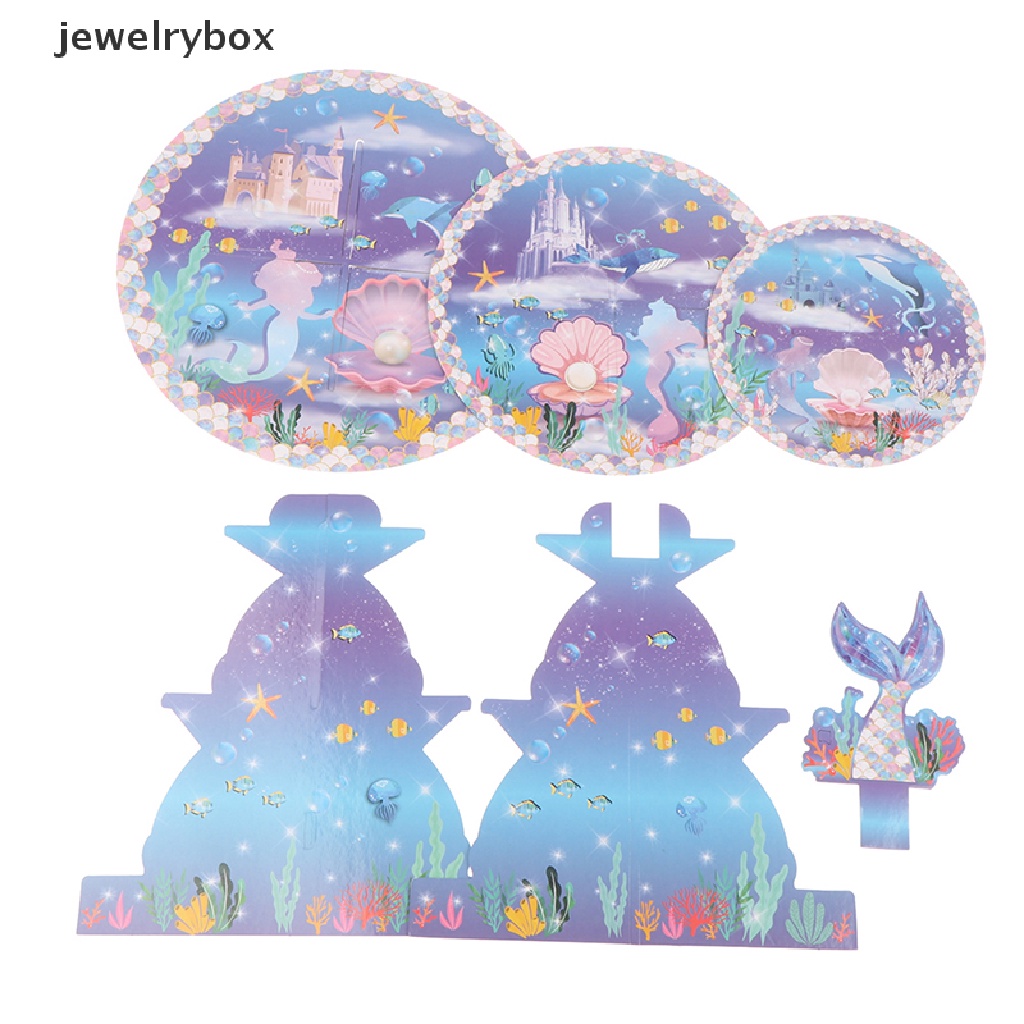 [jewelrybox] 1set Mermaid Birthday Cake Stand Mermaid Party Untuk Hadiah Ulang Tahun Baby Shower Butik