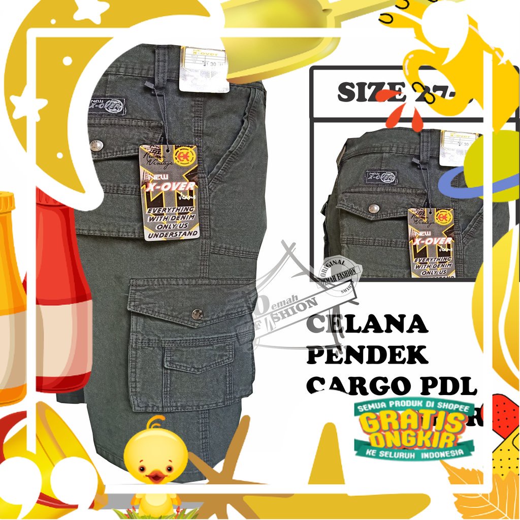 CELANA PENDEK PDL CARGO TWILL RETRO  X-OVER MURAH/ hitam oren ungu tosca khaki