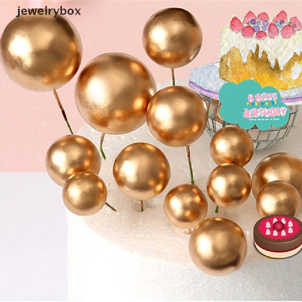 [jewelrybox] 20pcs Golden Ball Topper Kue Topper Cupcake Pesta Ulang Tahun Untuk Dekorasi Kue Butik