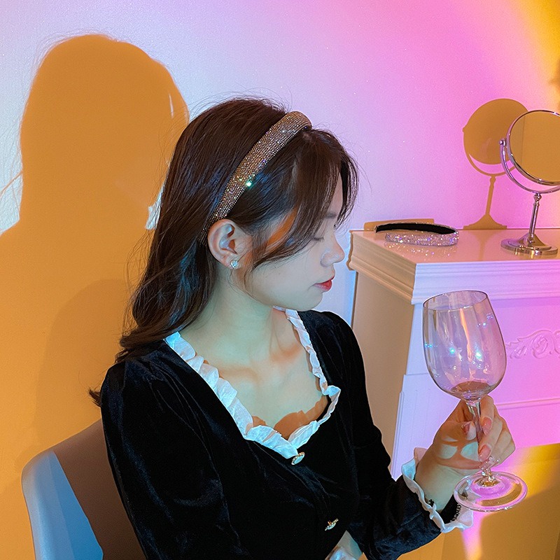 Bando Korea 2.5cm Impor dengan Aksen Kristal Permata Lucu Korean Crystal Headband Aksesoris Wanita