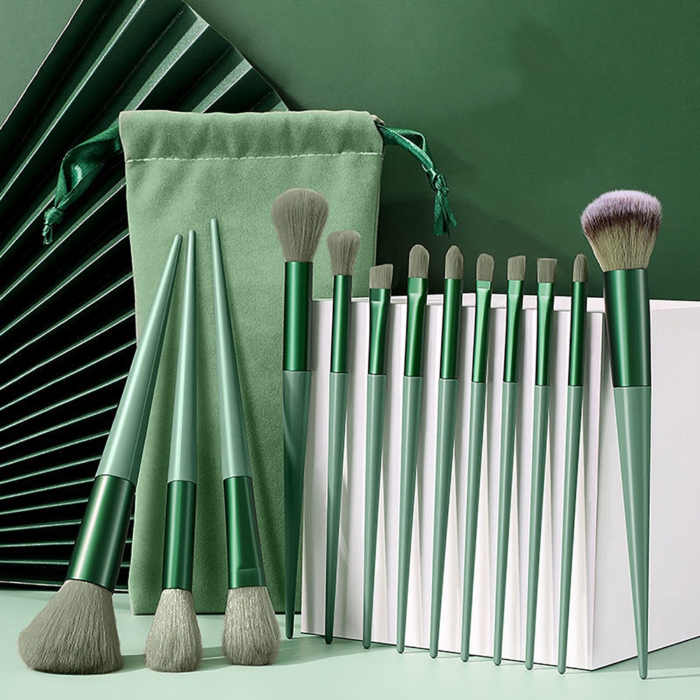 13pcs/set Set Kuas Makeup Profesional Eyeshadow Brush Bulu Lembut Mini Foundation Bedak Concealer Make Up Brush