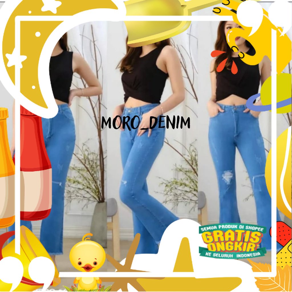 celana cutbray jeans sobek lutut wanita terbaru//celana jeans cutbray sobek wanita jumbo//celana cut