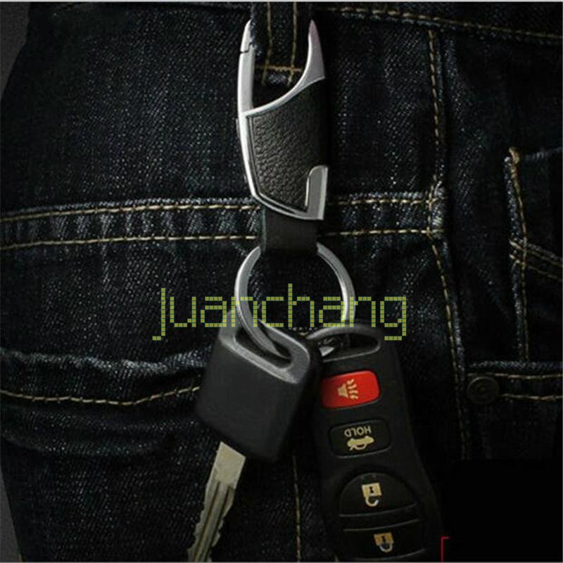 Kulit Stainless Steel Metal Modern Sporty Remote Gantungan Kunci Mobil Key ring Hadiah Bisnis Tempat Kunci