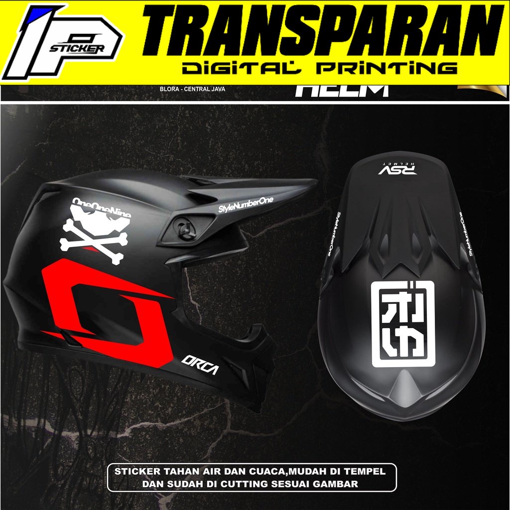 Stiker Helm Cutting - Sticker Helm Trail/ Helm JPX Cross 1 Set Variasi Orca