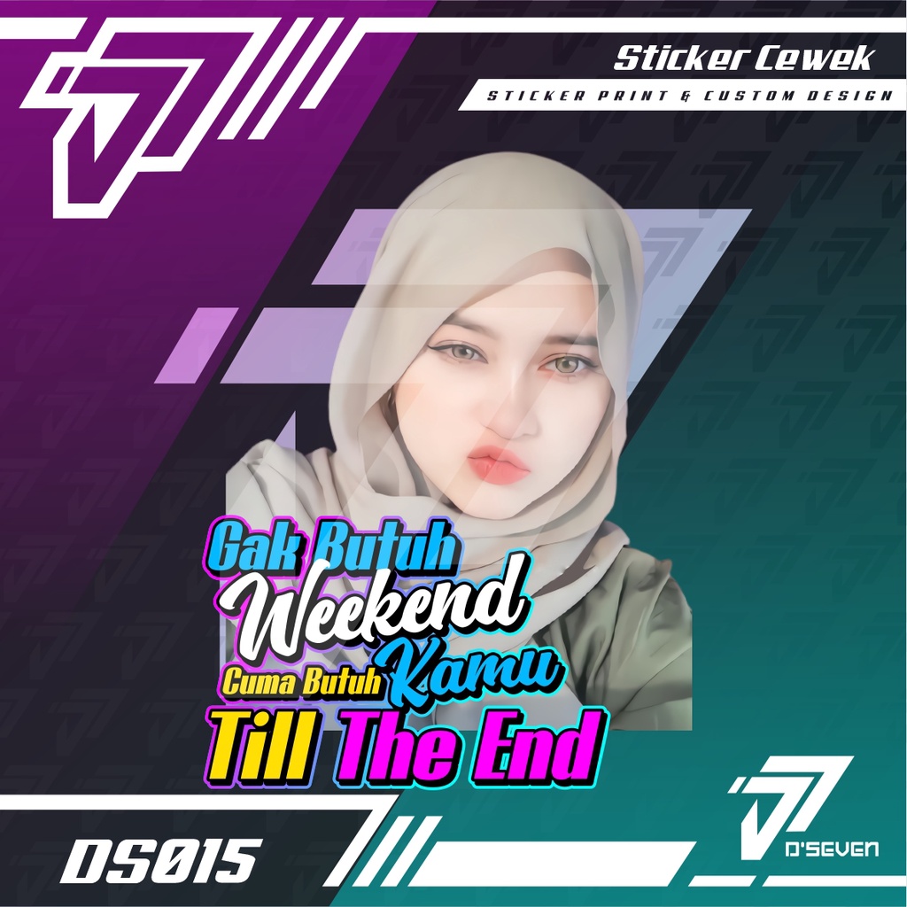 Stiker Foto Cewek Cantik Hijab Vector Custom Bisa Request Foto & Kata-kata - Stiker Mobil / Motor / 