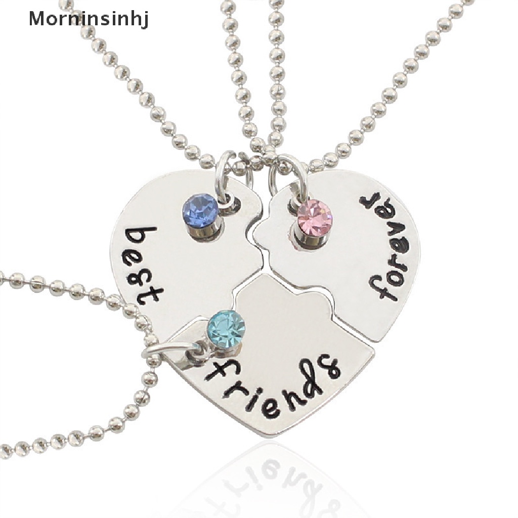 Mornin Korea Fashionable Wanita Kalung Rantai 3biji Set Best Friend Persahabatan Pendan id