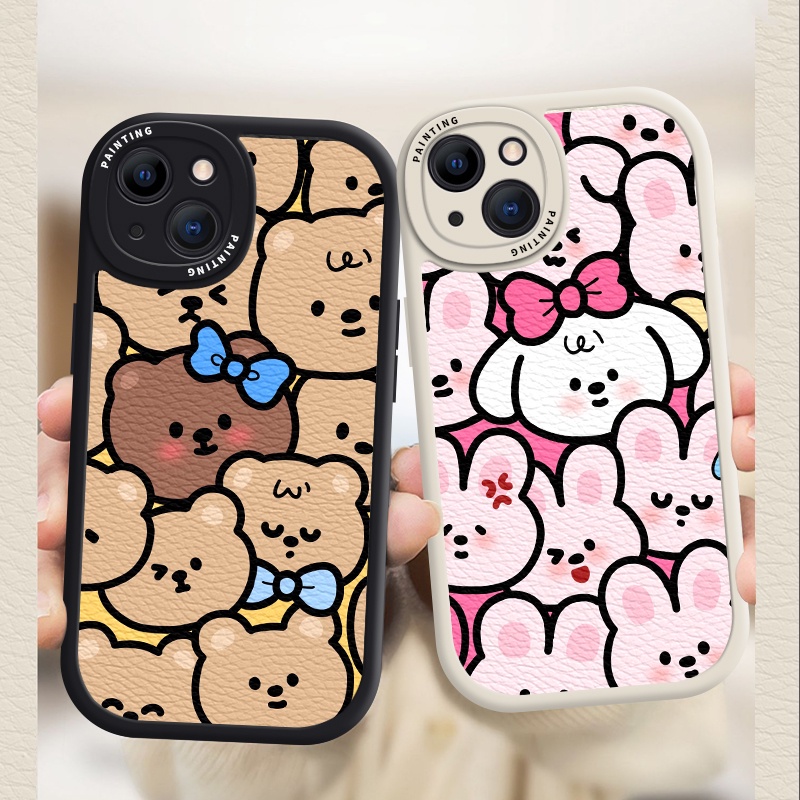Case iPhone Untuk14 /13 /12 /11 Promax Lovely bear and rabbit Soft Casing Untuk Iphone6 /7 /8 Plus/X/XR/Xs Max Cover