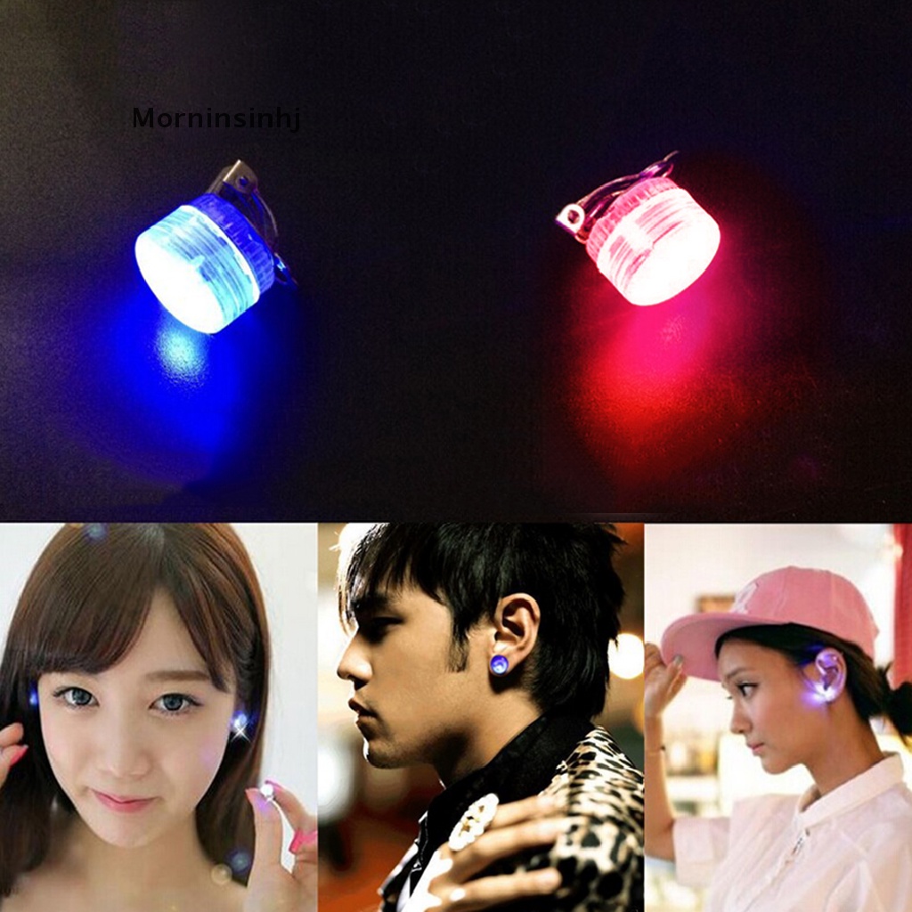 Mornin Anting LED Menyala Ear Studs Dance Aksesoris Pesta Biru Merah Flash id