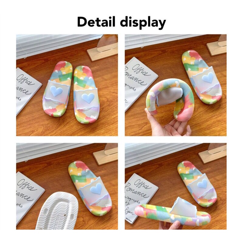 GROSIRTAS TG1675 Sandal Selop Jelly Love Wanita Warna Pelangi Import