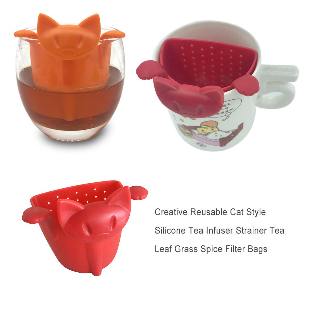 Kreatif Berbentuk Kucing Tea Infuser Strainer Mug Strainers Aksesoris Minum Gantung Peralatan Dapur Aplikasi Lebar