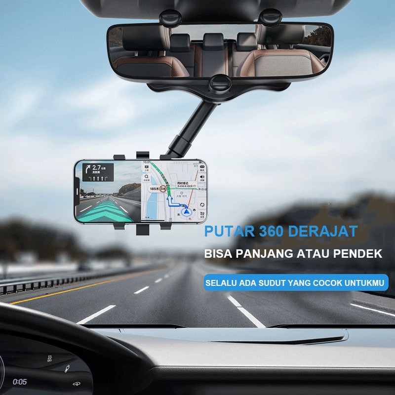 Kaca Spion Dudukan Telepon untuk Ponsel Mobil Mount,Car Rearview Mirror Phone Holder Stand Anti Goyang Dudukan Smartphone 360 Derajat Penyesuaian Fleksibel 3-7 Inch Universal