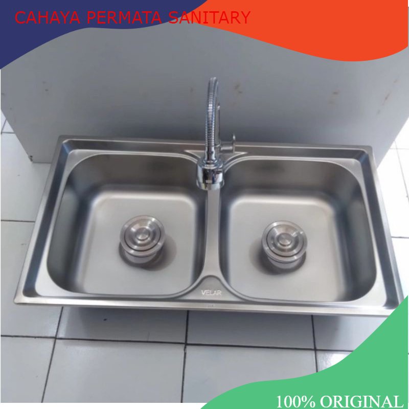 Kitchen sink Velar/Bak Cuci piring/Wastafel cuci piring 2 lubang tebal murah