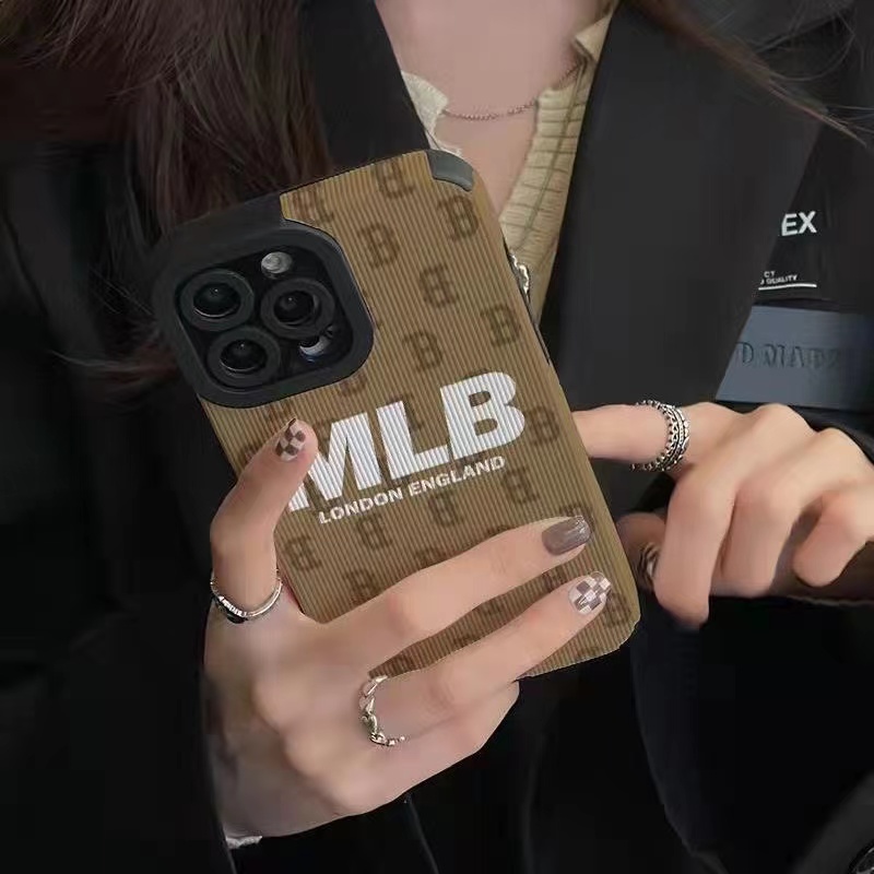 IPHONE Soft Case Coklat Bahan Kulit Untuk Iphone7Plus8 Plus X XS XR XS Max11 13 12 14 PRO Max14 Plus Brown MLB Cewek Fashion Wanita