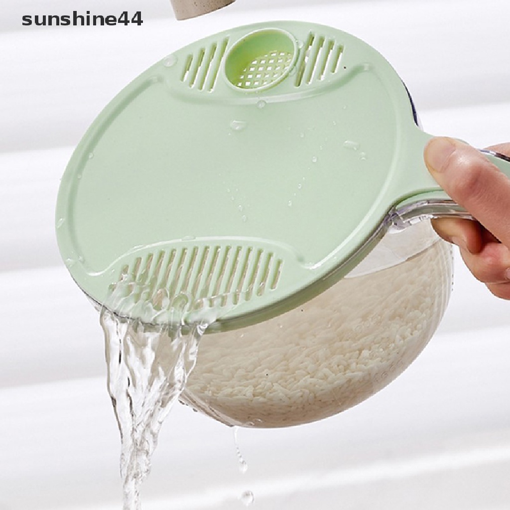 Sunshine Kitchen Drain Basket Bowl Tempat Cuci Beras Colander Basket Strainer Dengan Handle ID