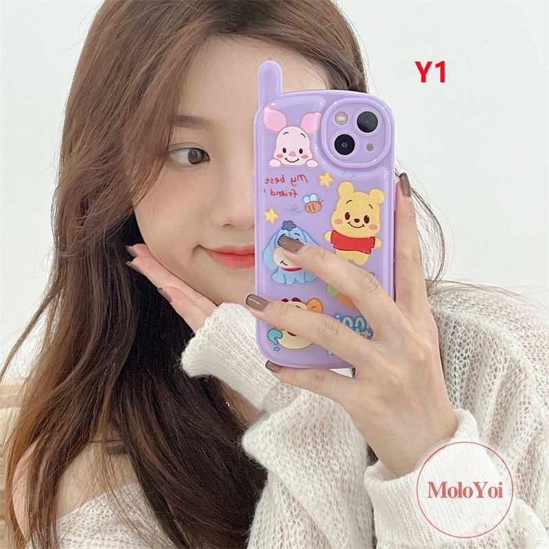 IPHONE Casing Case Winne The Pooh Kreatif Toy Story Kompatibel Untuk Iphone11 14 13 12 Pro Max7 8 Plus XR X XS MAX Kepribadian Retro Bentuk Ponsel Seluler Soft Cover