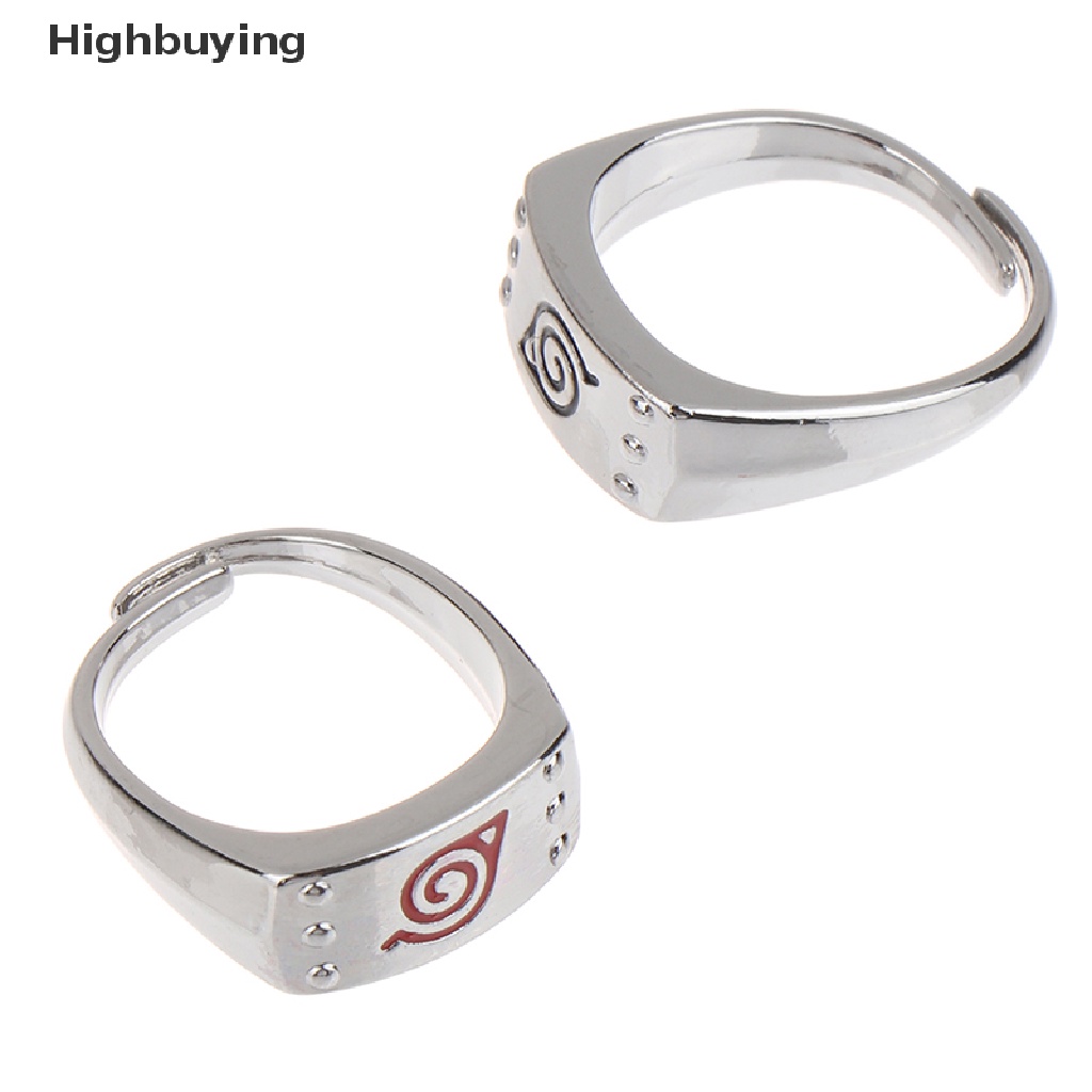 Hbid Daun Cincin Konoha Uzumaki Simbal Logo Tanda Sasuke Itachi Ninja Fashion Logam Anime Perhiasan Cosplay Naruto Cincin Terbuka Adjustable Ring Glory