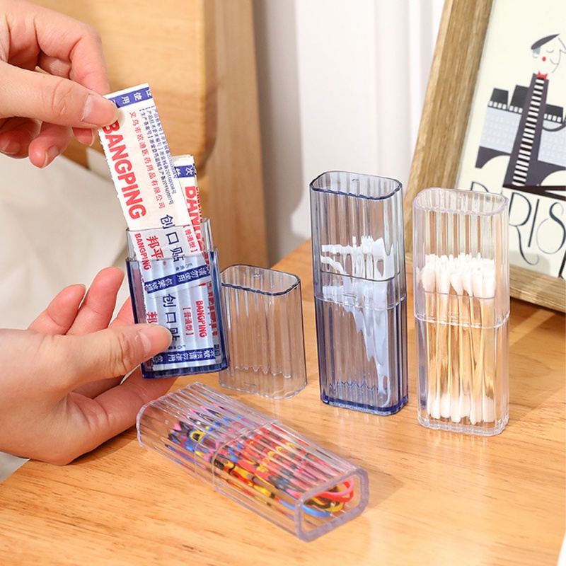 Travel Portable Transparan Mini Kotak Penyimpanan Tusuk Gigi Cotton Swab Band-aid Box Sederhana Kecil Klasifikasi Objek Finishing Wadah Perlengkapan Organizer Rumah Tangga