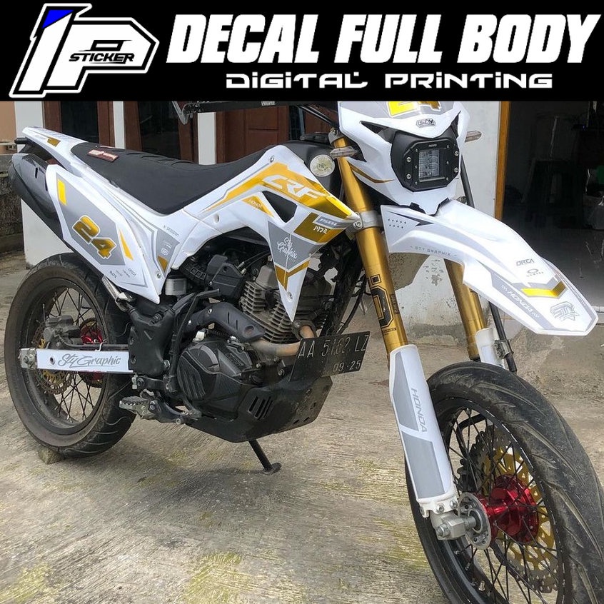 DECAL CRF 150L PUTIH KOMBINASI GOLD