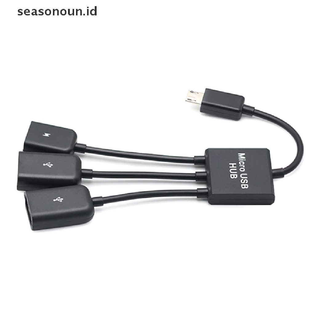 Seasonoun 3in1 Micro USB To 2konverter Adapter HUB 3port OTG Micro-USB Type-C Untuk Tablet Keyboard Mouse Android.