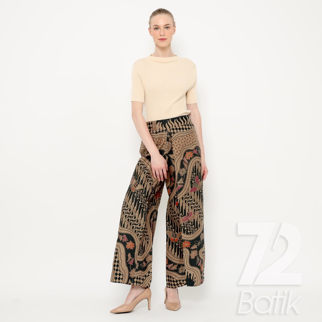 CELANA KULOT BATIK Premium Motif Sungai Kupu Warna Hitam 723188 Cap 72 -  Layer Lawasan Celana Tumpuk Kerja Kantoran Bawahan Kebaya