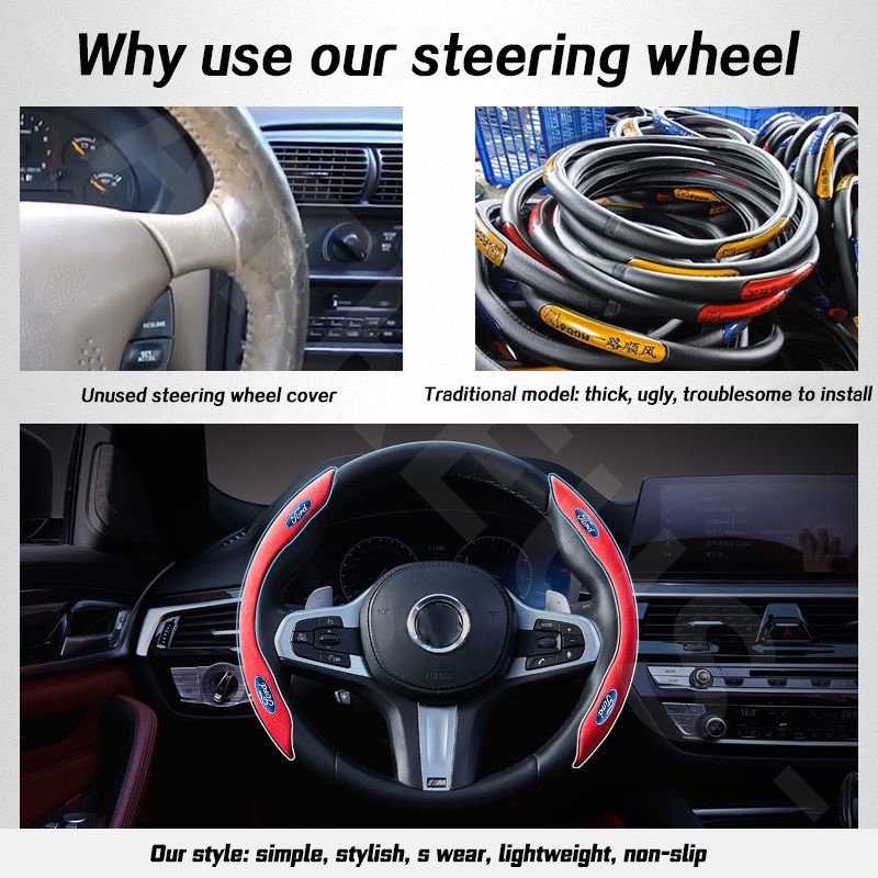 Ford Sarung Pelindung Setir Mobil Racing Suede Steering Wheel Cover Anti Slip Serap Keringat Untuk Fiesta Ranger Ecosport Focus Everest Mustang