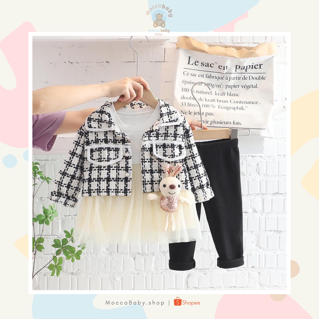 MBSS - DRESS CICI BUNNY VEST EBV Free Dolls Baju Blouse Dress Anak Perempuan Import Dress anak/Bayi Perempuan Gaun bayi Rok Anak Pakaian anak Set