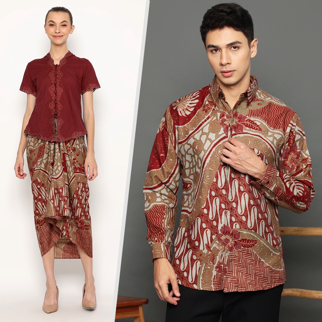 BAJU BATIK COUPLE Kemeja Rok Lilit Aurora Instan Batik Pria Lengan Panjang Slimfit Premium Parang Roll Merah Maroon 723256 Cap 72 - Baju Kemeja Atasan Pakaian Batik Couple Cople Pria Cowok Laki Laki Remaja Keluarga Lengan Panjang Modern Slimfit Premium