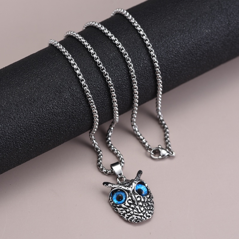 Punk Owl Pendant Necklace/Wanita Vintage Alloy Desain Berlian Imitasi Opal Choker Panjang Kalung Hip Hop Perhiasan Aksesoris