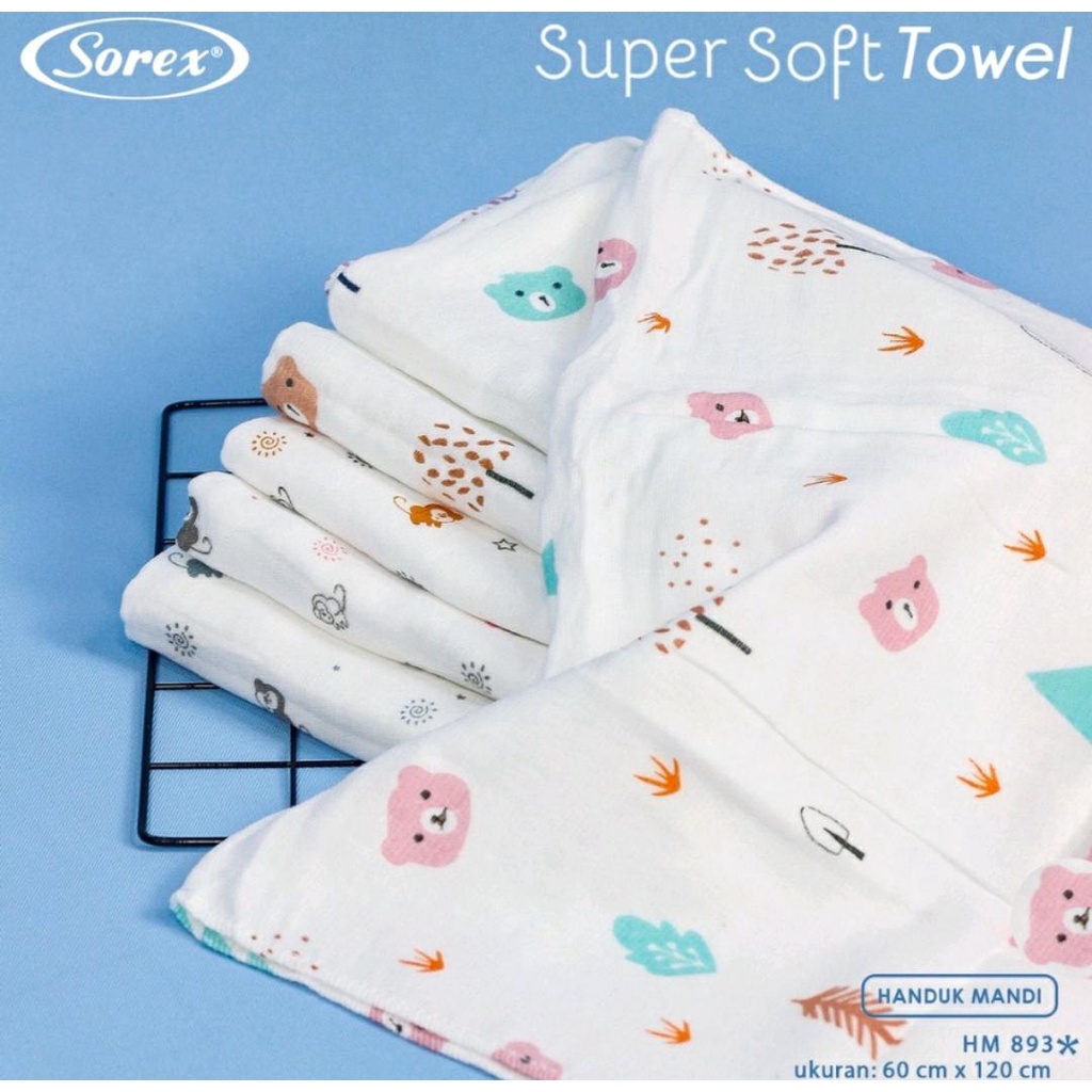 SOREX HANDUK MANDI BAYI DAN BALITA BAHAN KATUN HM 893/ HANDUK MANDI