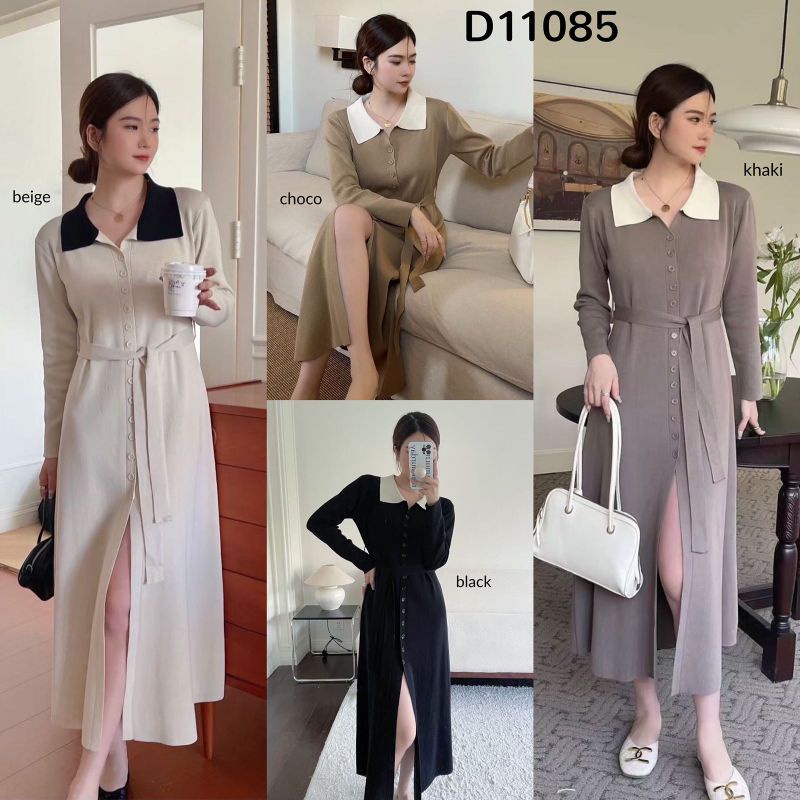 Baju long dress maxi knit knited rajut fury ri loose casual holiday party lebaran raya dress polos g
