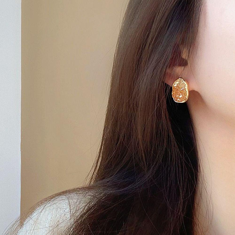 Mxbeauty Wanita Gradien Anting Indah Halus Trendi Fashion Perhiasan Gadis Hadiah Logam Berlian Imitasi Gaya Korea Earrings