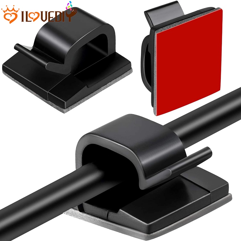 [Unggulan] Reusable Fastening Cable Cords Organizer Self-adhesive Wire Cord Clip USB Data Line Winder Pengikat Kabel Mobil Charger Line Clasp Desk Top Cable Wire Holders
