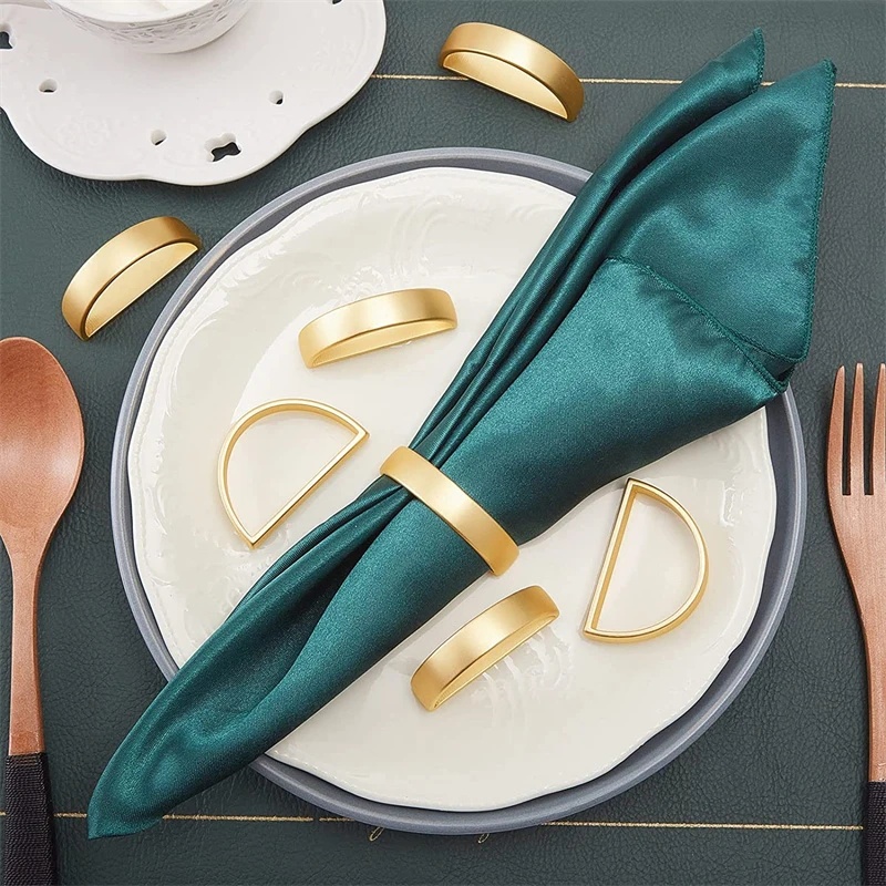 Gesper Serbet Setengah Lingkaran Logam/Western Restaurant Buckle Napkin Ring Dekorasi Meja