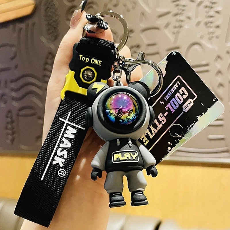 Lucu Pvc Kartun Beruang Petir Gantungan Kunci Astronot Beruang Boneka Keyring Bag Pendant Car Keyholder Bag Charm Aksesoris