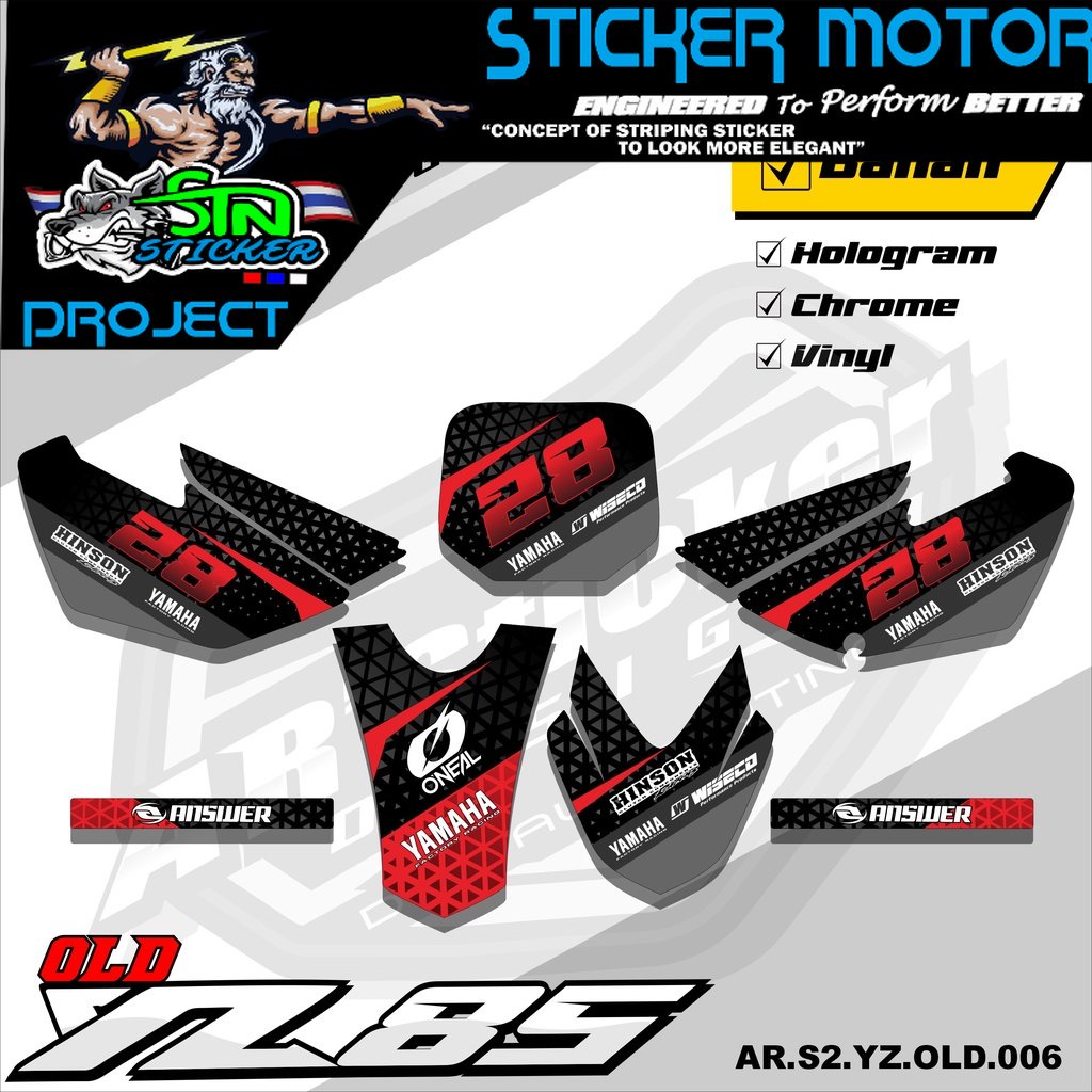 Yz85 Stiker Striping Motor TRAIL YZ85 OLD/LAMA - Stiker Trail Bebek Yz 85 Lama Variasi Hologram AR.S