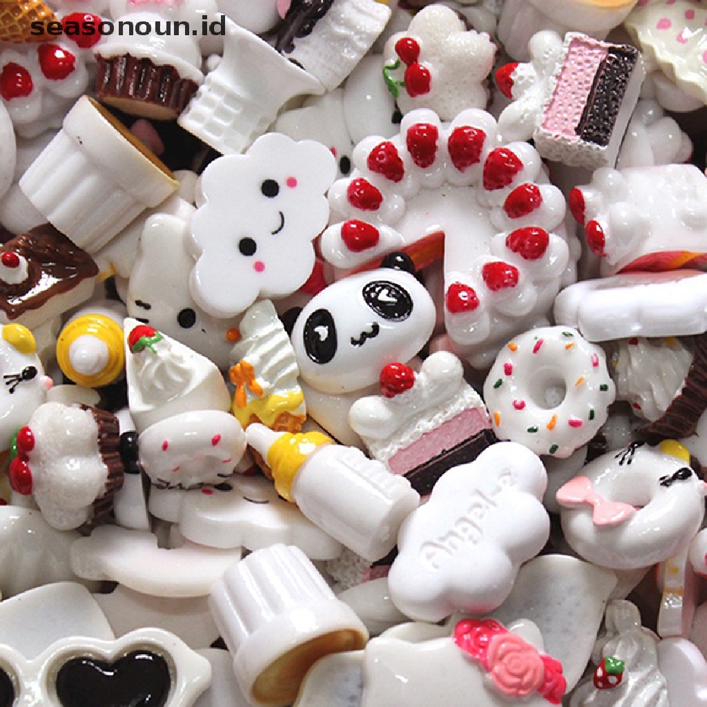 Seasonoun 10pcs Mainan Bermain Mini Makanan Kue Biskuit Donat Aksesoris Handphone Miniatur.