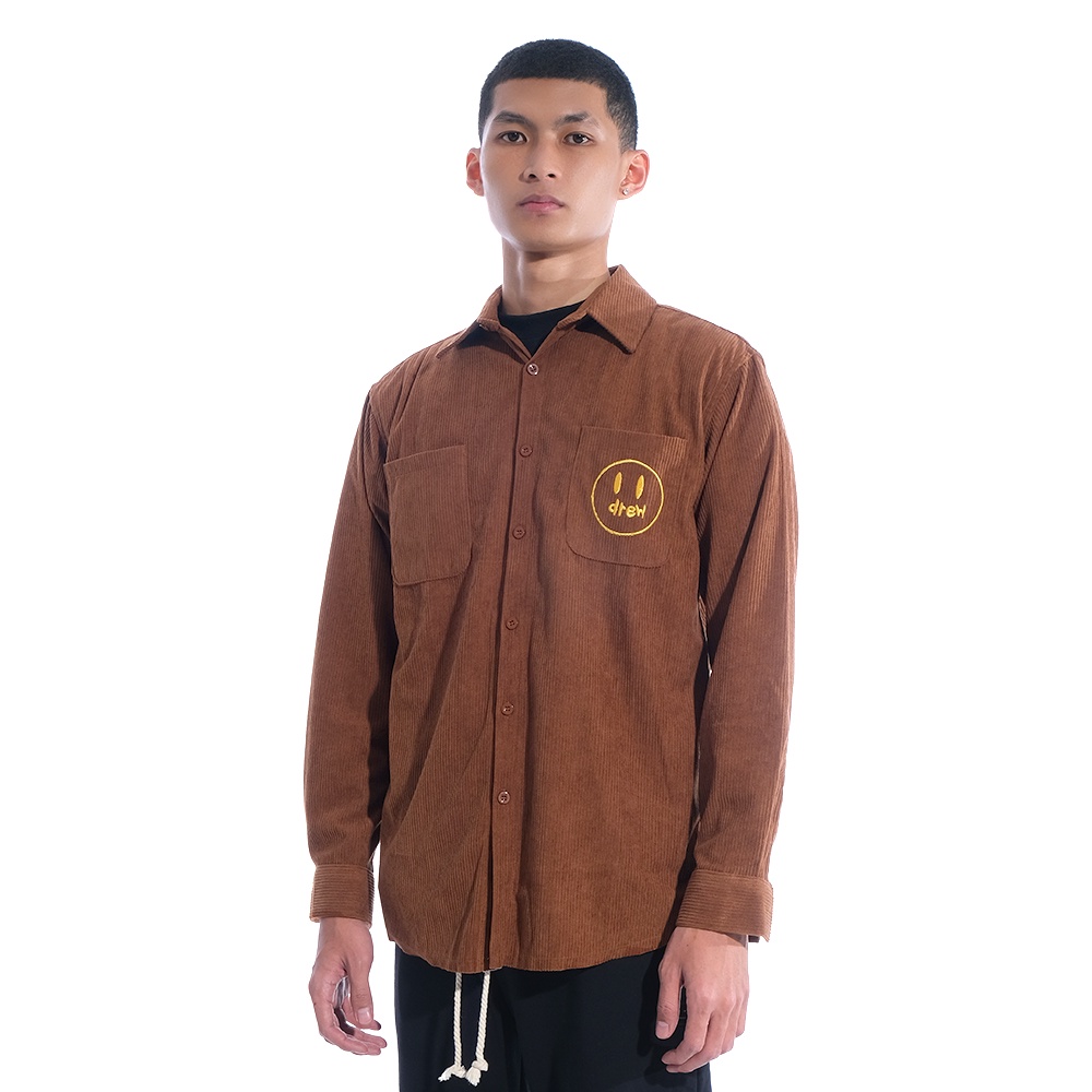 Drew House X Ssense Corduroy Long Sleeves Shirt Brown