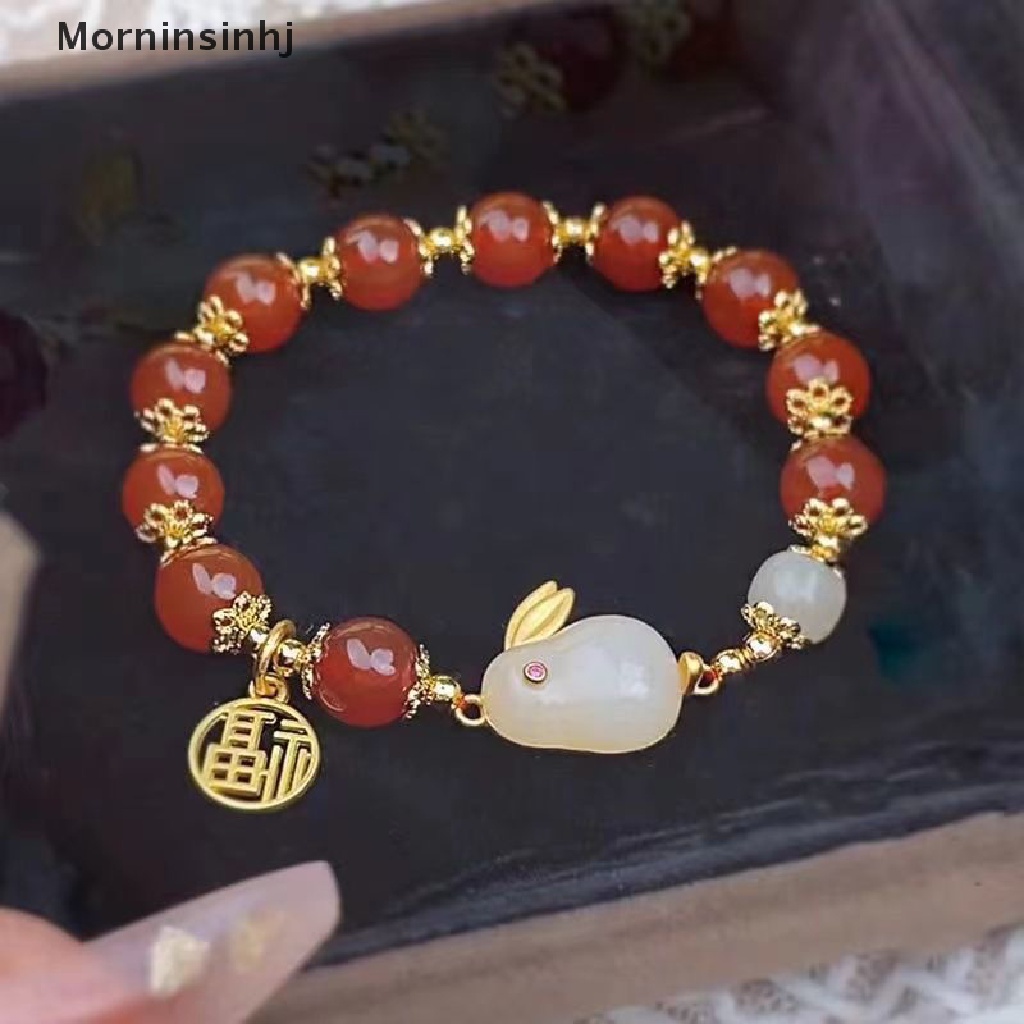 Mornin Fashion Kreatif Gaya Cina Retro Giok Kelinci Gelang Kalung Manik-Manik Gelang Beruntung Gadis Lucu Fashion Manis Gelang Kawaii Beauty Bracelet id