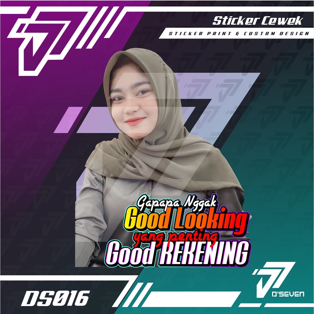 Stiker Foto Cewek Cantik Hijab Vector Custom Bisa Request Foto & Kata-kata - Stiker Mobil / Motor / 