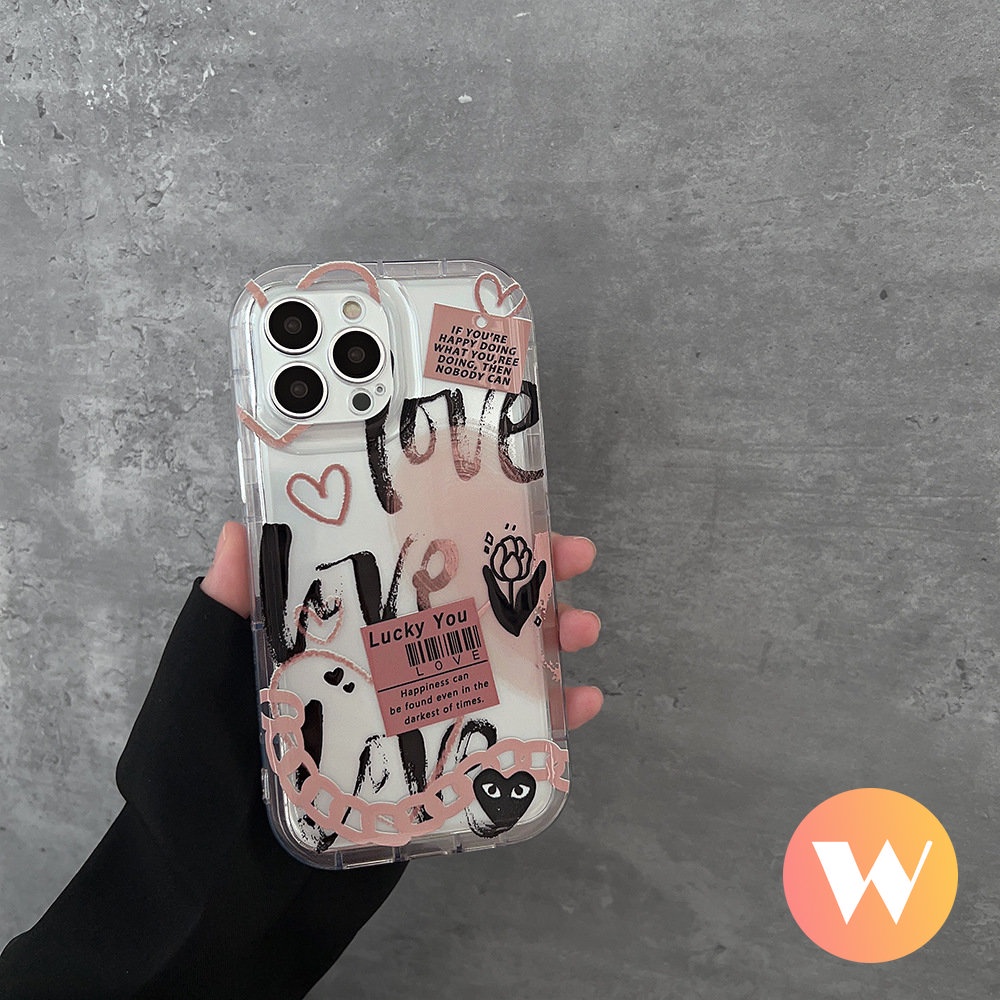 Realme C33 C25Y C25 C25s C35 C21Y C12 5c3 C1 C11 2020 6i C15 5i 5s C20 C20A C11 2021 C2 Ins Graffiti Cinta Hati Shockproof Airbag Fashion Comme des Garcons Label Bunga Soft Case